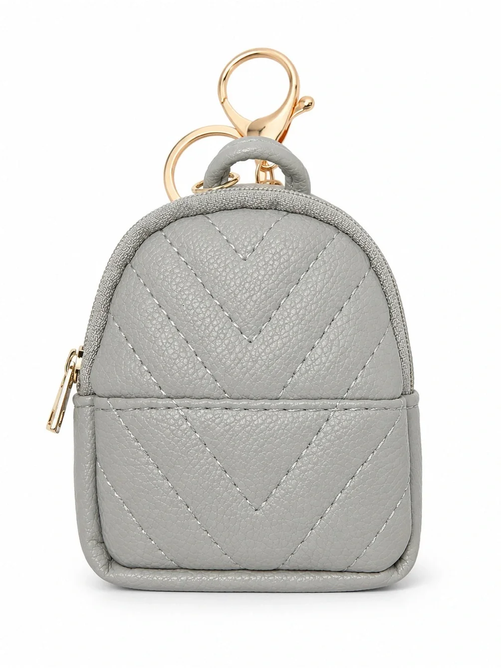 Mini Quilted Backpack Coin Purse Keychain Faux Leather Bag Charm